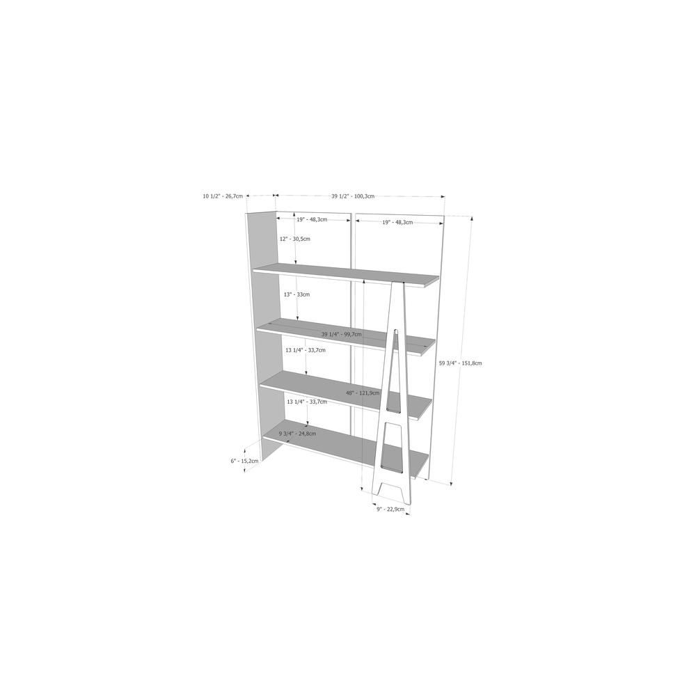 4 Tier Ladder Bookshelf, Black