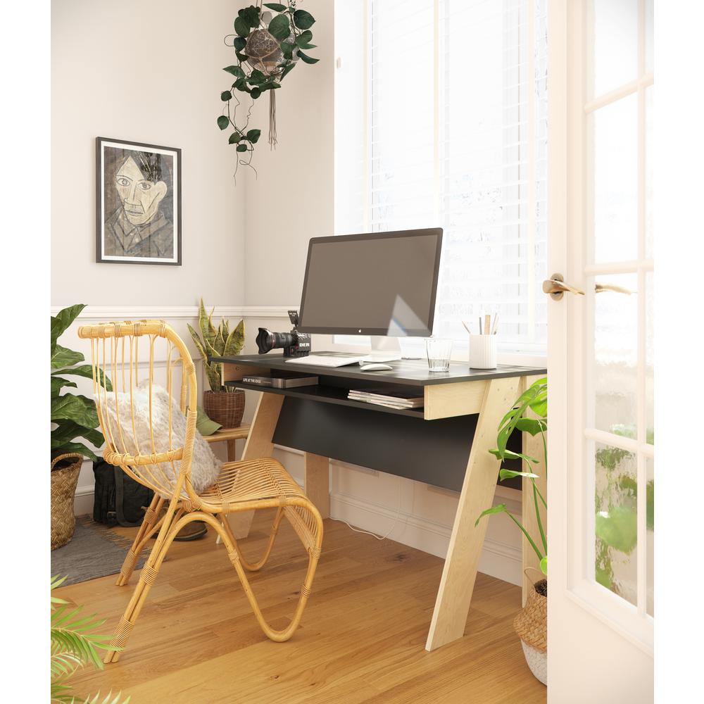 Small Home Office Desk, Charcoal & Grey