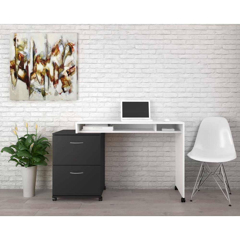 2-Drawer Essentials Rolling Filing Cabinet, Black
