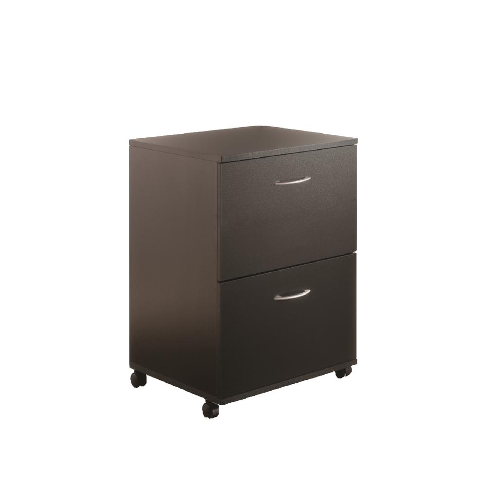 2-Drawer Essentials Rolling Filing Cabinet, Black