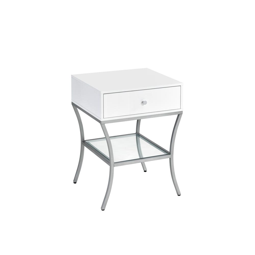 End Table, Snow & Silver