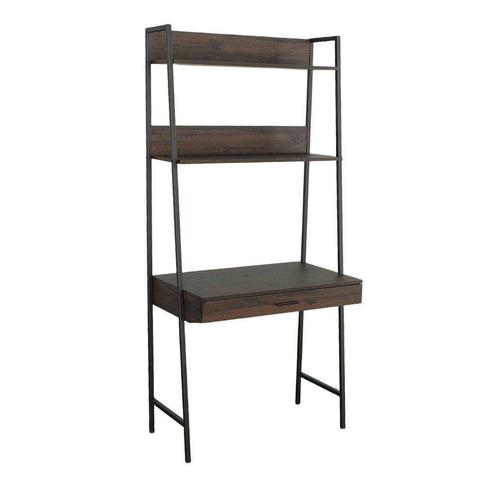 Accent Desk/Bookshelf, Sable Brown/Metal