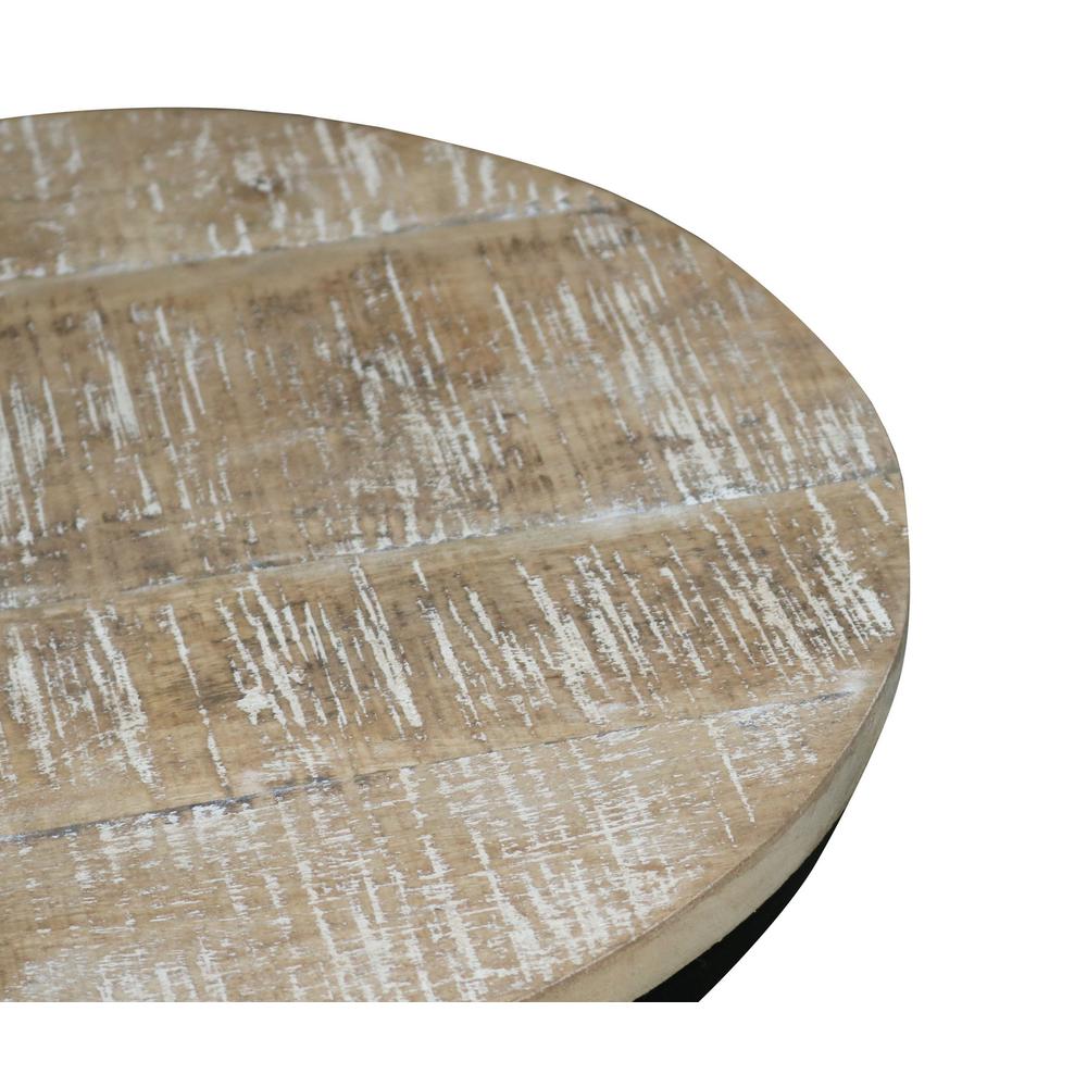 Round End Table - Tan/Black