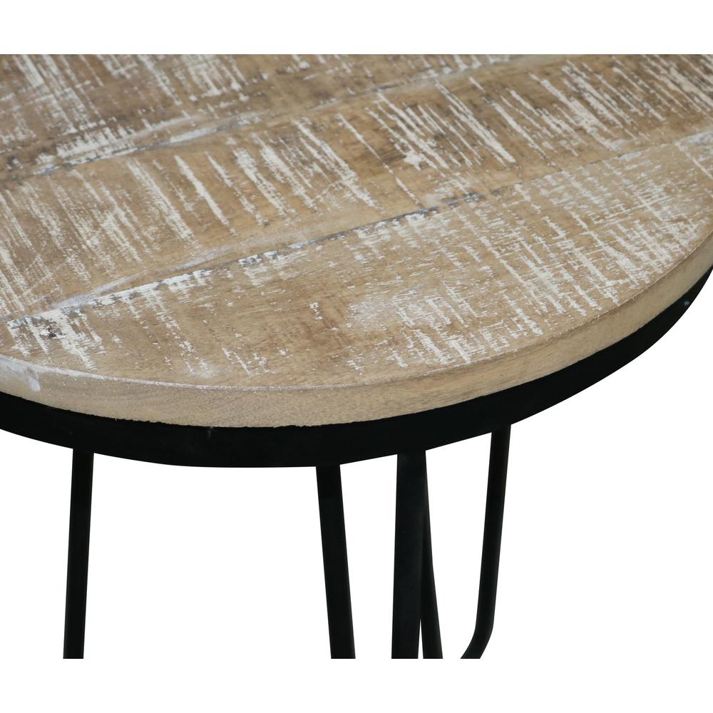 Round End Table - Tan/Black