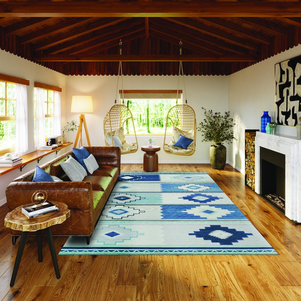 Indoor/Outdoor Sonora ASO31 Blue Washable 3' x 5' Rug
