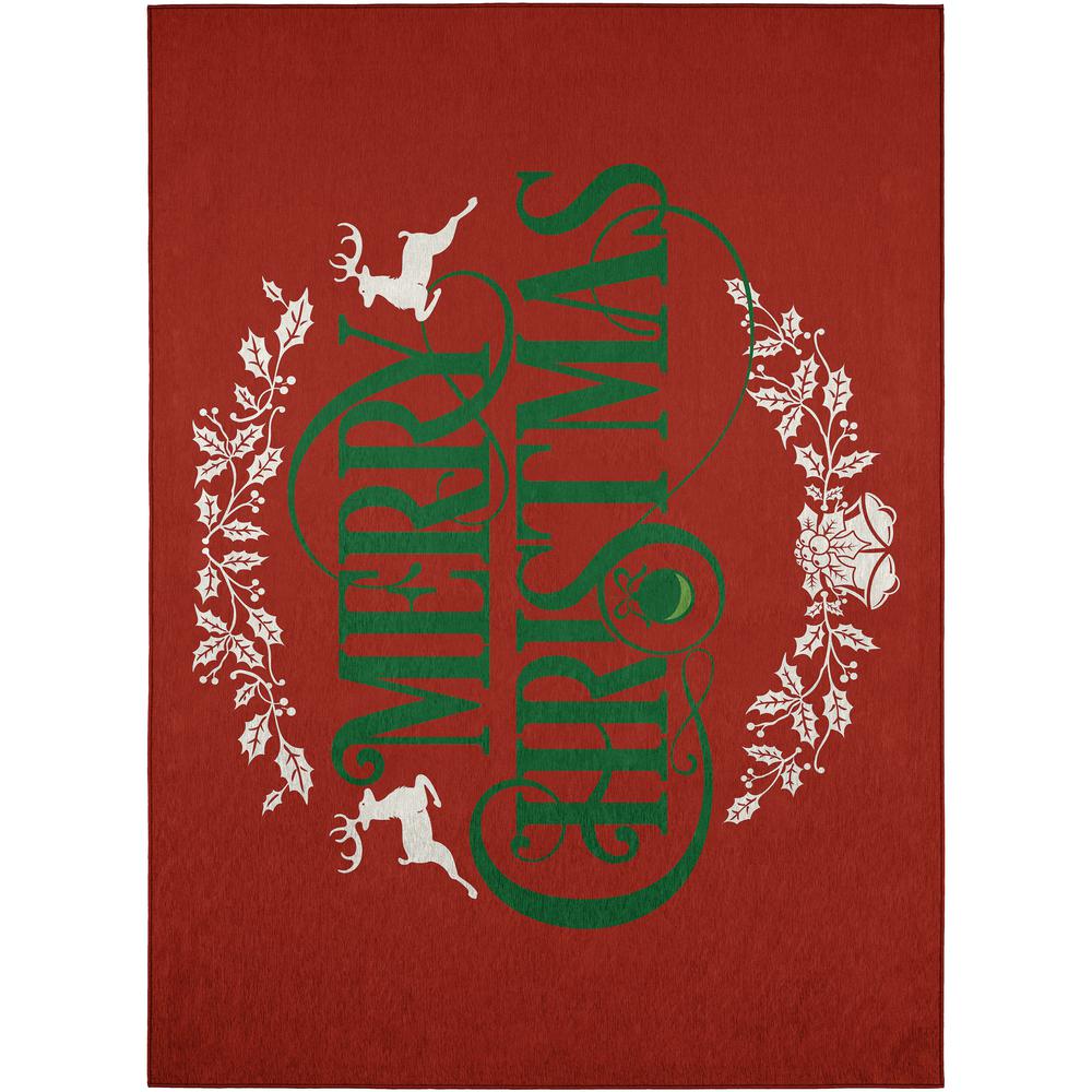 Indoor/Outdoor Cozy Winter ACW36 Red Washable 3' x 5' Rug