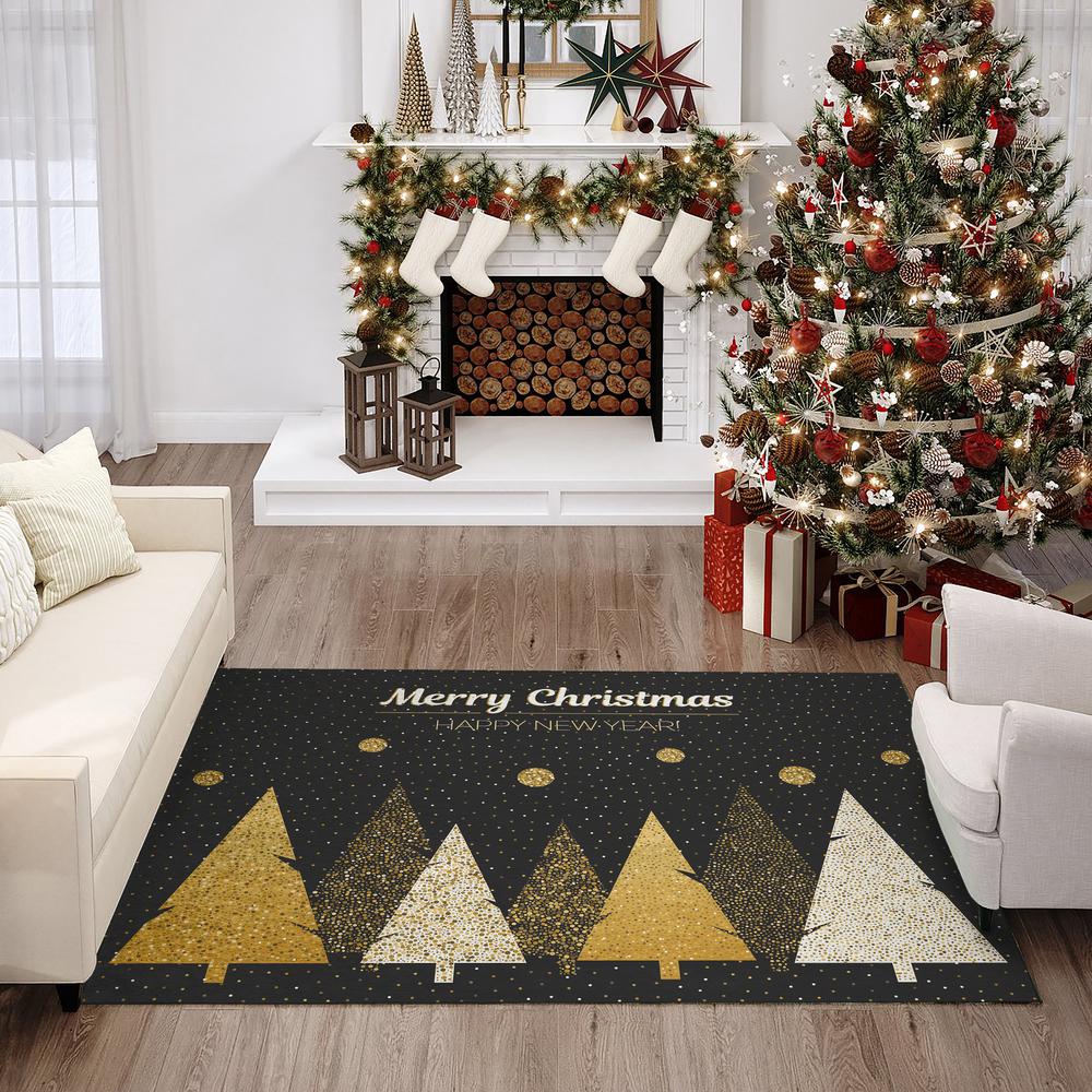 Indoor/Outdoor Cozy Winter ACW41 Black Washable 3' x 5' Rug