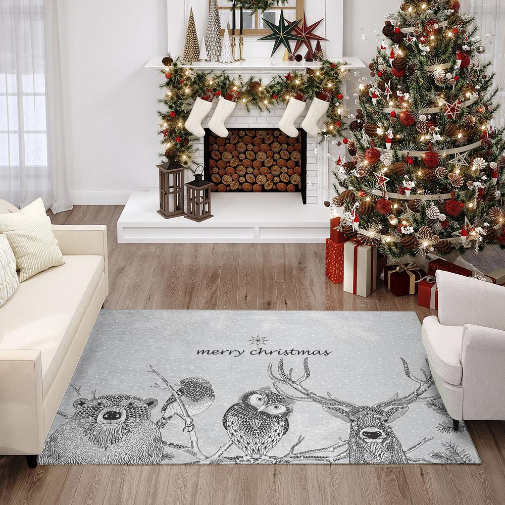 Indoor/Outdoor Cozy Winter ACW40 Gray Washable 3' x 5' Rug