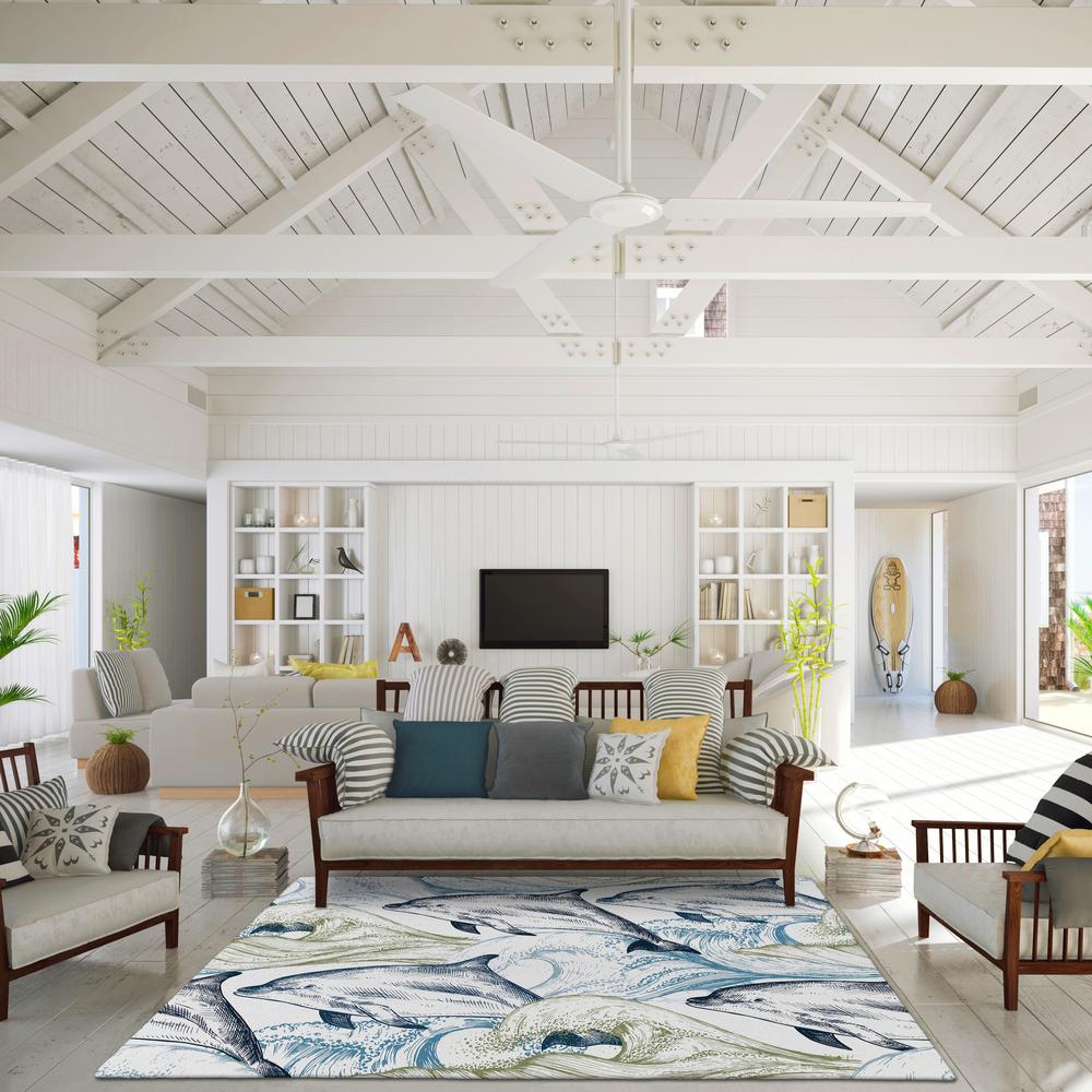 Indoor/Outdoor Harpswell AHP40 Blue Washable 3' x 5' Rug