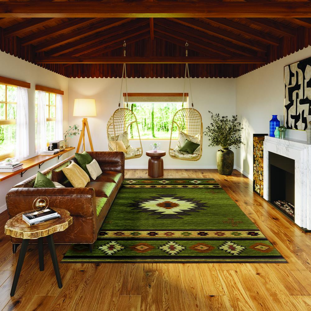 Indoor/Outdoor Sonora ASO34 Green Washable 3' x 5' Rug