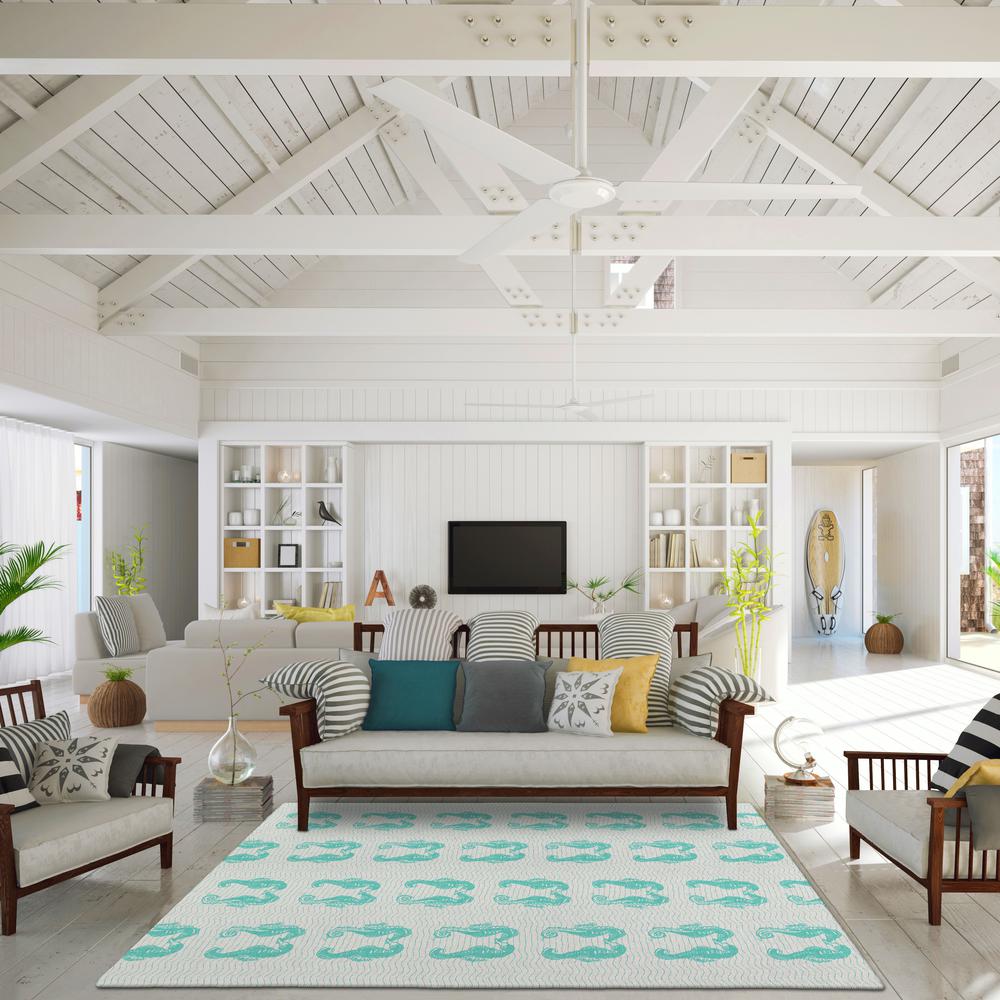 Indoor/Outdoor Surfside ASR45 Aqua Washable 3' x 5' Rug