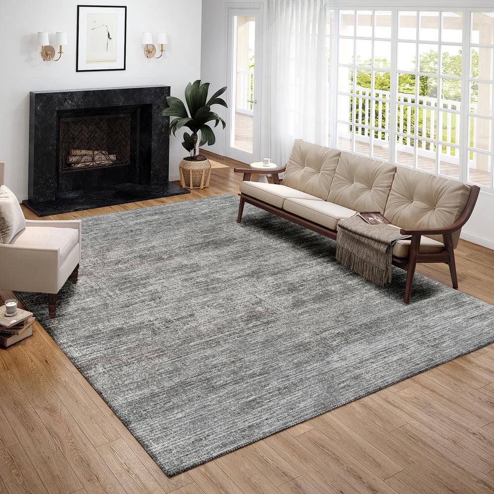 Marston Silver Transitional Striped 9' x 12' Area Rug Silver AMA31