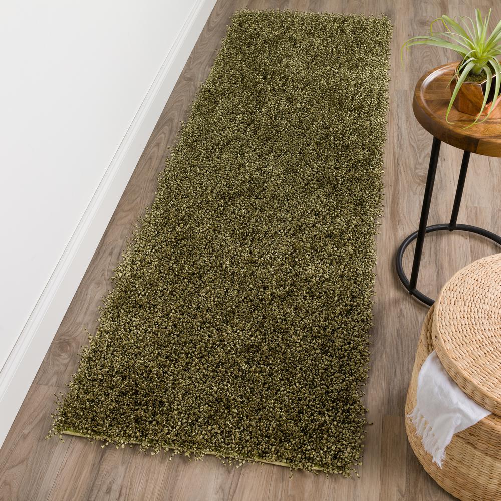 Addison Sommer Solid Green Balloon Shag 2’3" x 7'6"  Runner Rug