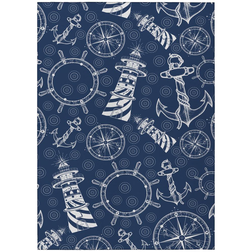 Indoor/Outdoor Harpswell AHP39 Blue Washable 5' x 7'6" Rug
