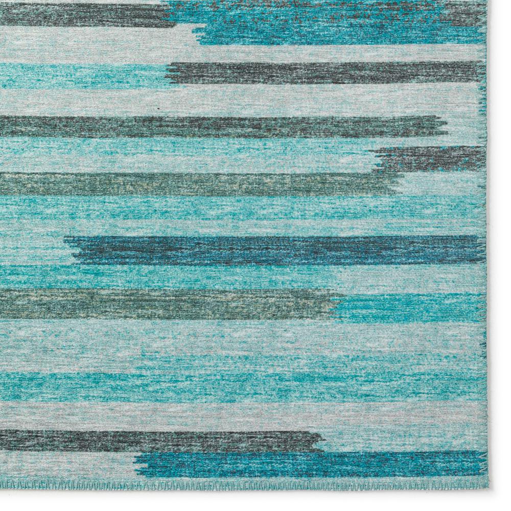 Yuma Turquoise Transitional Striped 10' x 14' Area Rug Turquoise AYU38