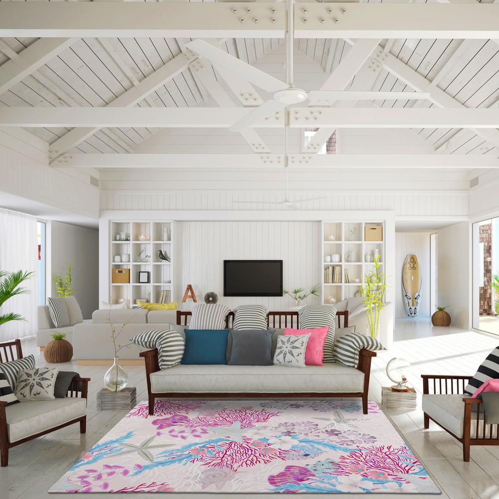 Indoor/Outdoor Surfside ASR31 Raspberry Washable 5' x 7'6" Rug