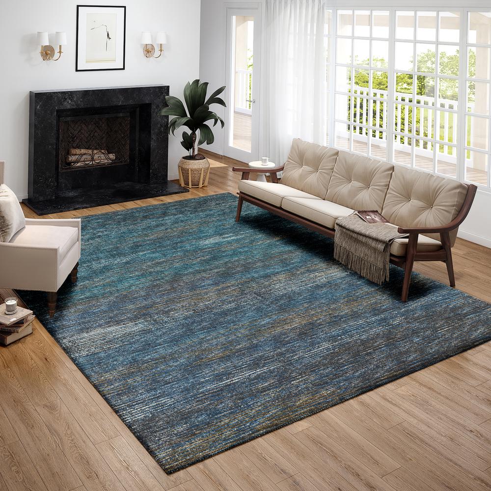 Marston Blue Transitional Striped 5' x 7'6" Area Rug Blue AMA31