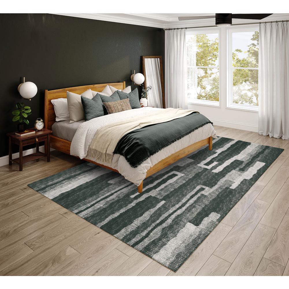 Bravado Shadow Contemporary Striped 5' x 7'6" Area Rug Shadow ABV37