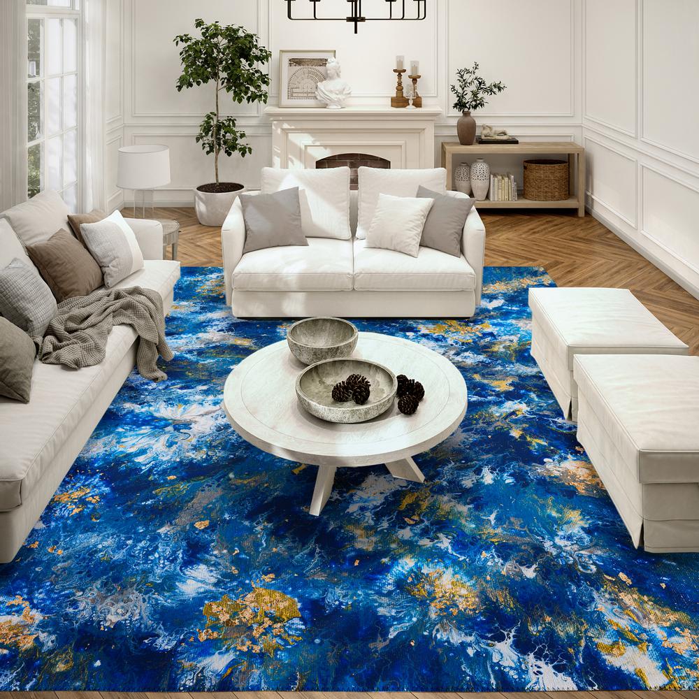 Karina Blue Modern Abstract 5' x 7'6" Area Rug Blue AKC47