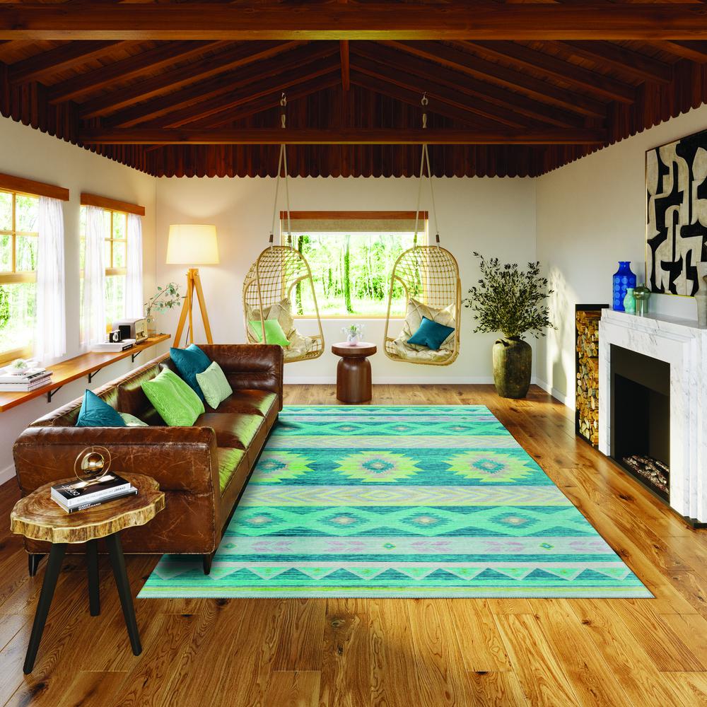 Indoor/Outdoor Sonora ASO33 Peacock Washable 9' x 12' Rug