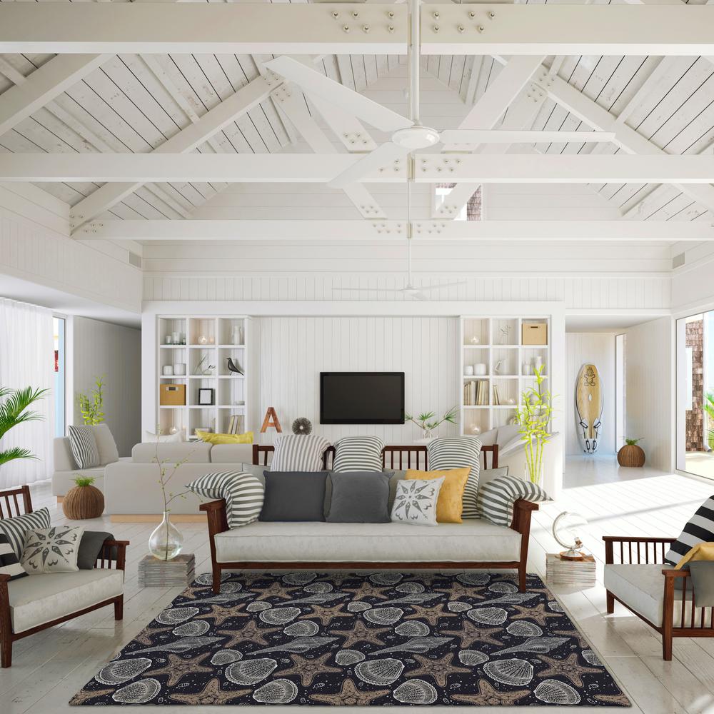 Indoor/Outdoor Surfside ASR34 Midnight Washable 9' x 12' Rug