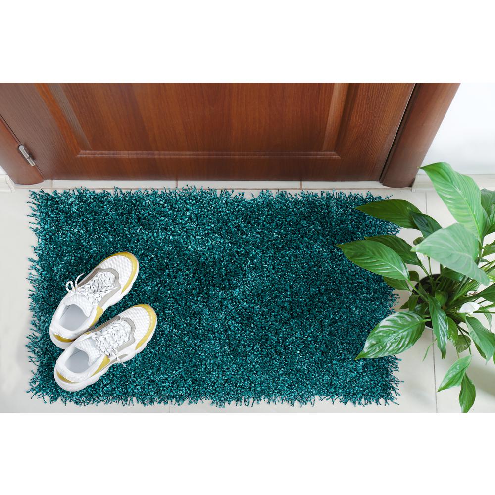 Addison Sommer Solid Peacock Balloon Shag 2' x 3'  Accent Rug