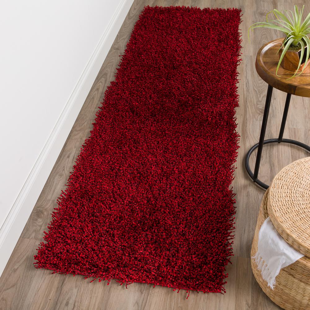 Addison Sommer Solid Ruby Balloon Shag 2’3" x 7'6"  Runner Rug