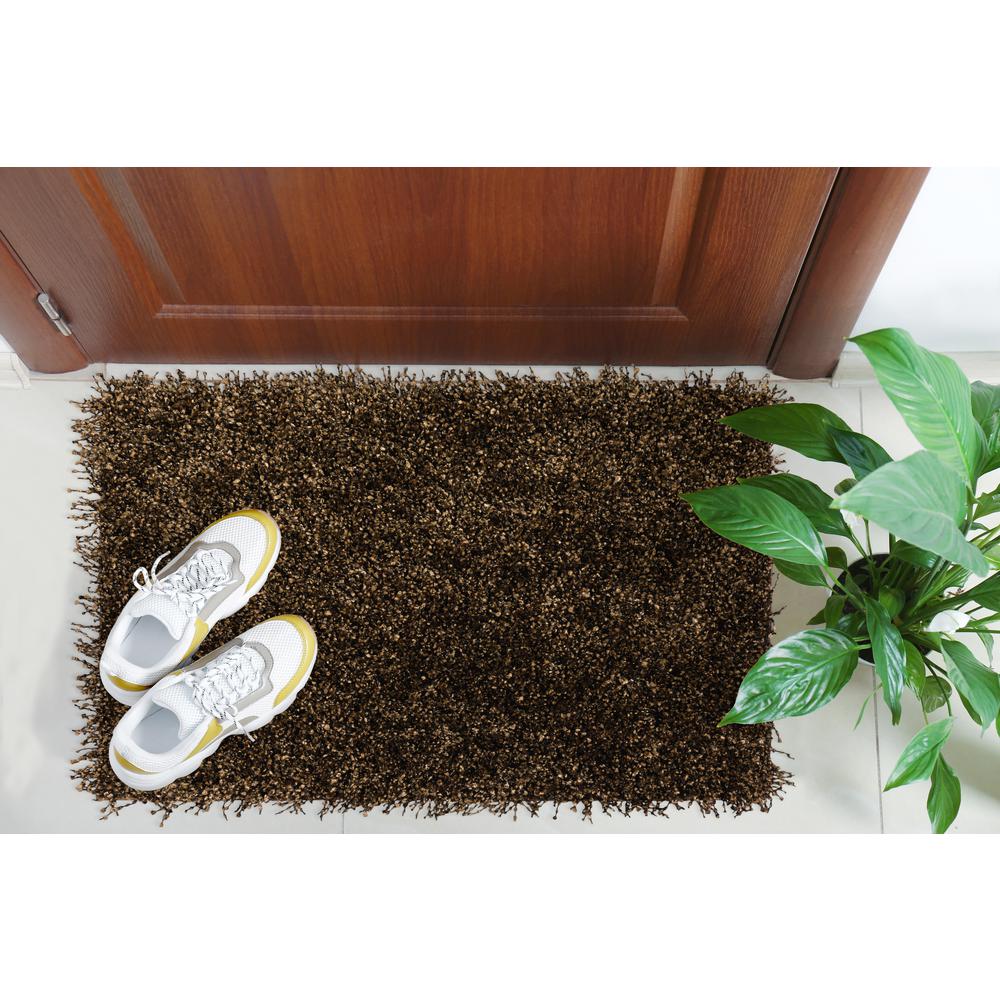 Addison Sommer Solid Brown Balloon Shag2' x 3'  Accent Rug