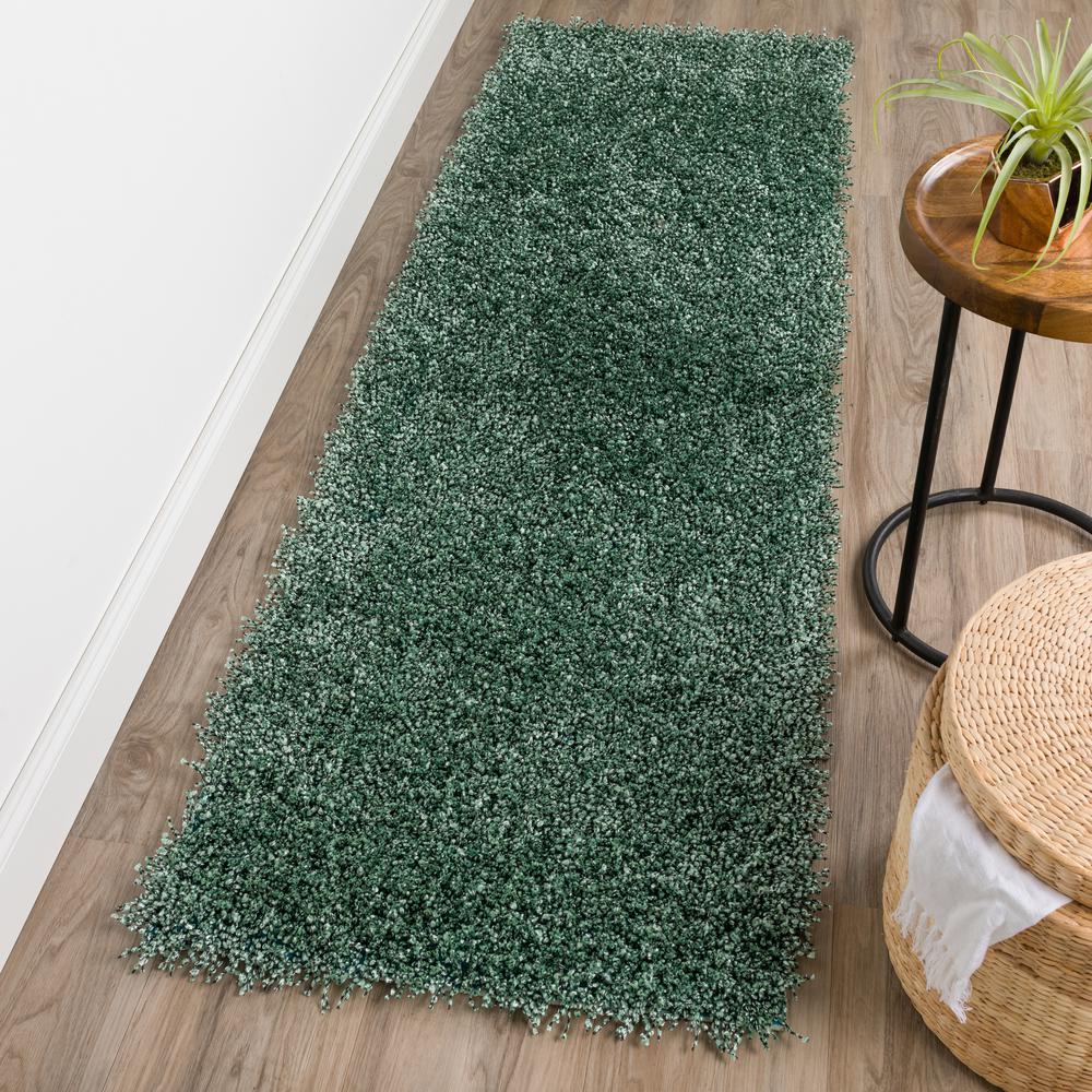 Addison Sommer Solid Turquoise Balloon Shag 2’3" x 7'6"  Runner Rug