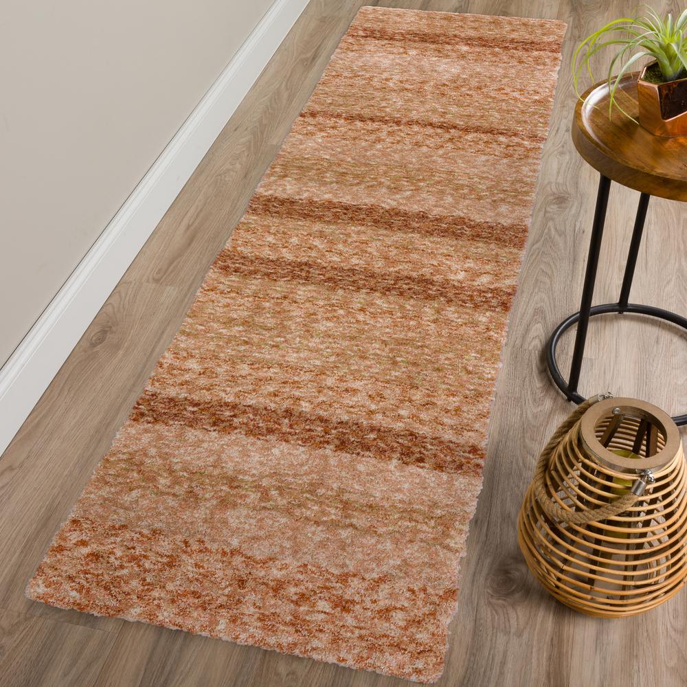 Addison Sanibel Striped Rust Shag 2’3" x 7'6" Runner Rug