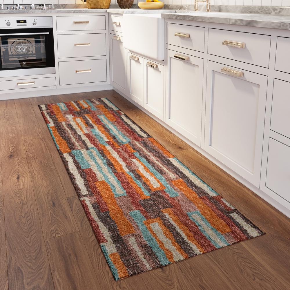 Bravado Paprika Contemporary Striped 2'3" x 7'6" Runner Rug Paprika ABV37