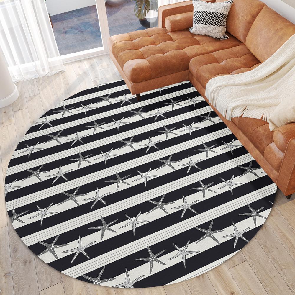 Indoor/Outdoor Surfside ASR42 Midnight Washable 8' x 8' Round Rug