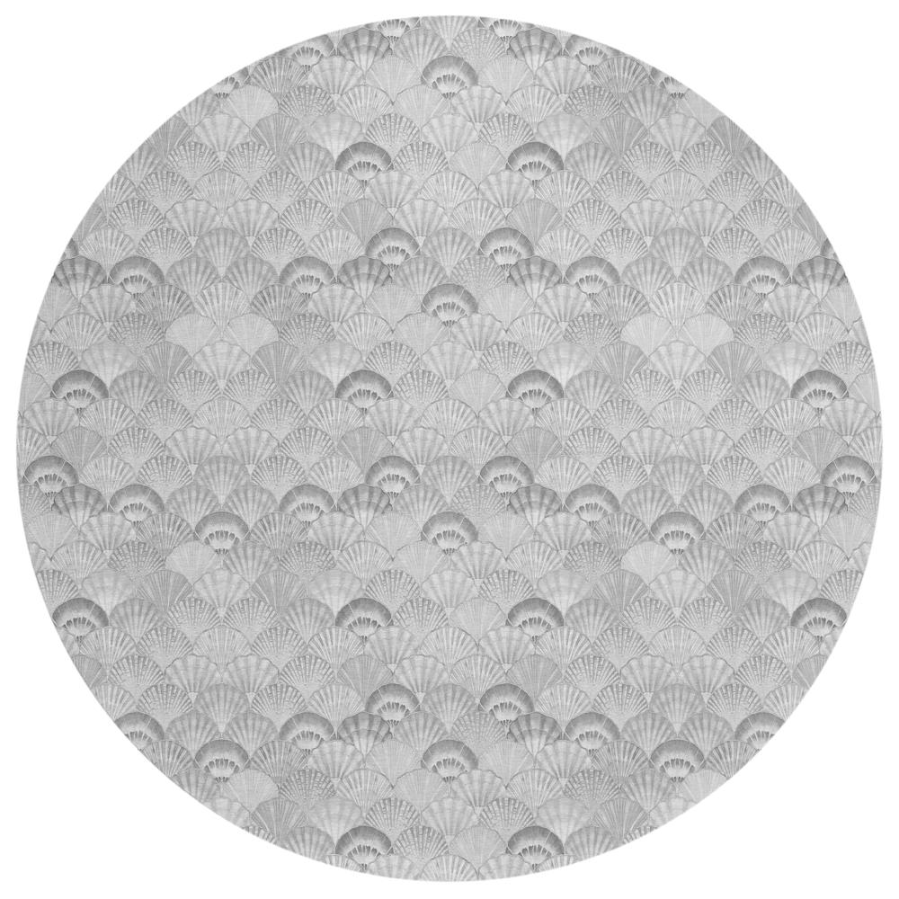 Indoor/Outdoor Surfside ASR32 Gray Washable 8' x 8' Round Rug