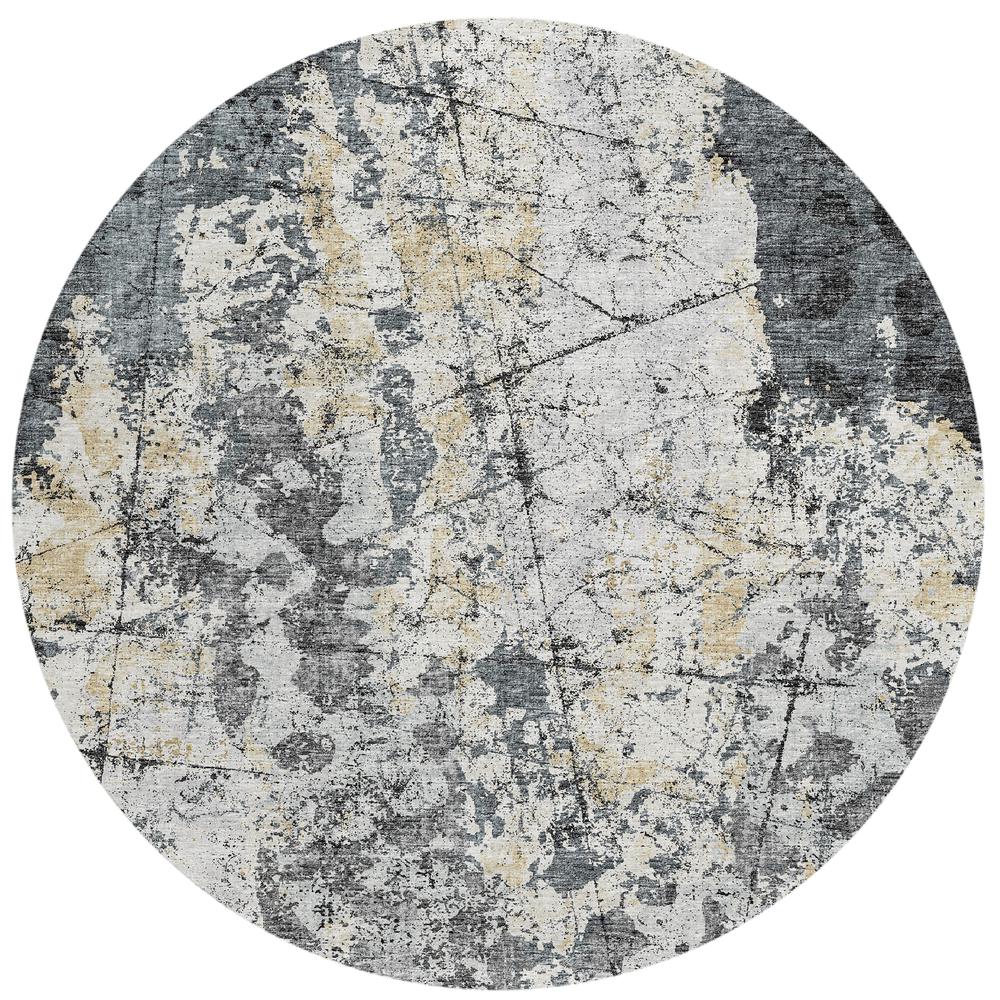 Indoor/Outdoor Accord AAC33 Black Washable 8' x 8' Round Rug