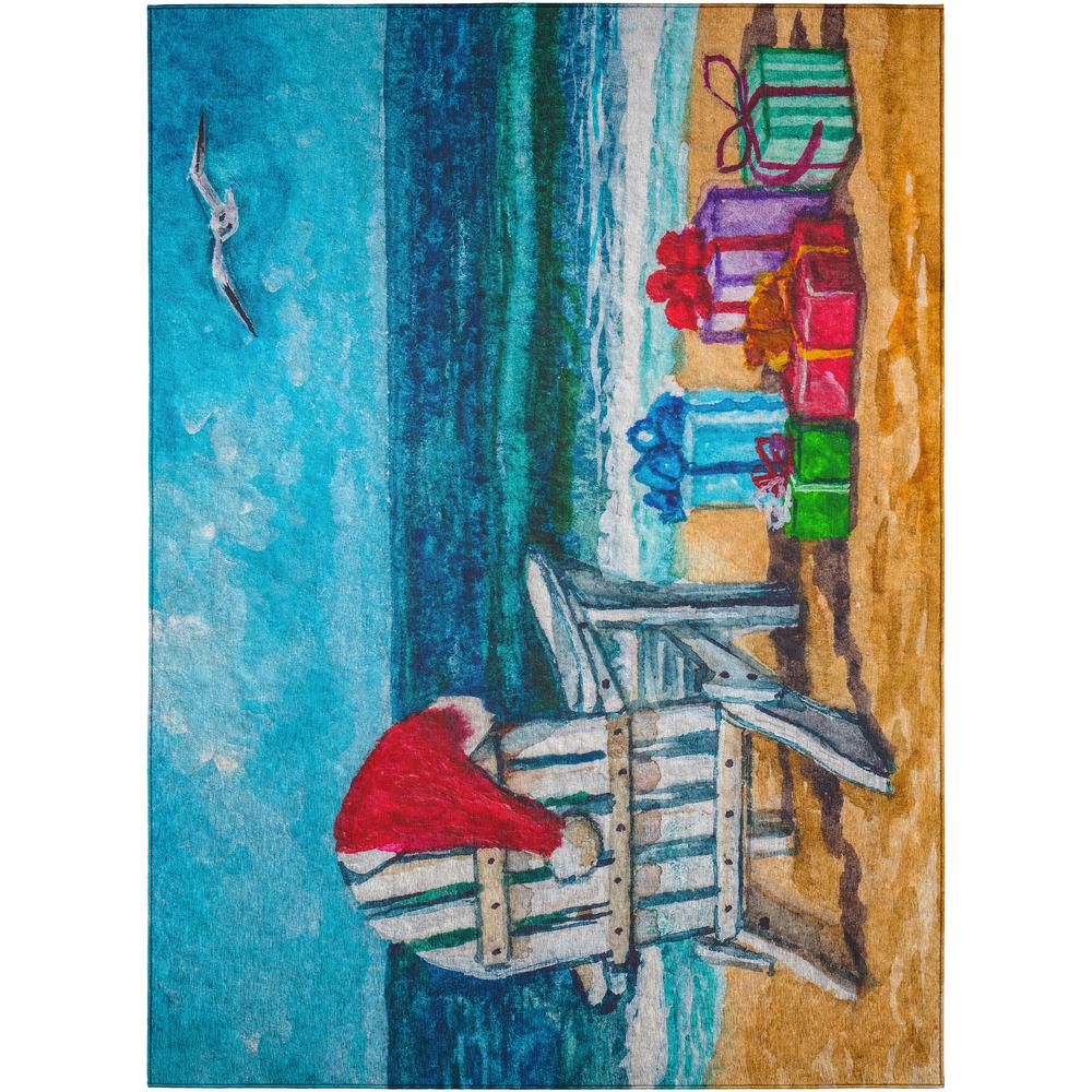 Indoor/Outdoor Cozy Winter ACW39 Blue Washable 30" x 46" Rug