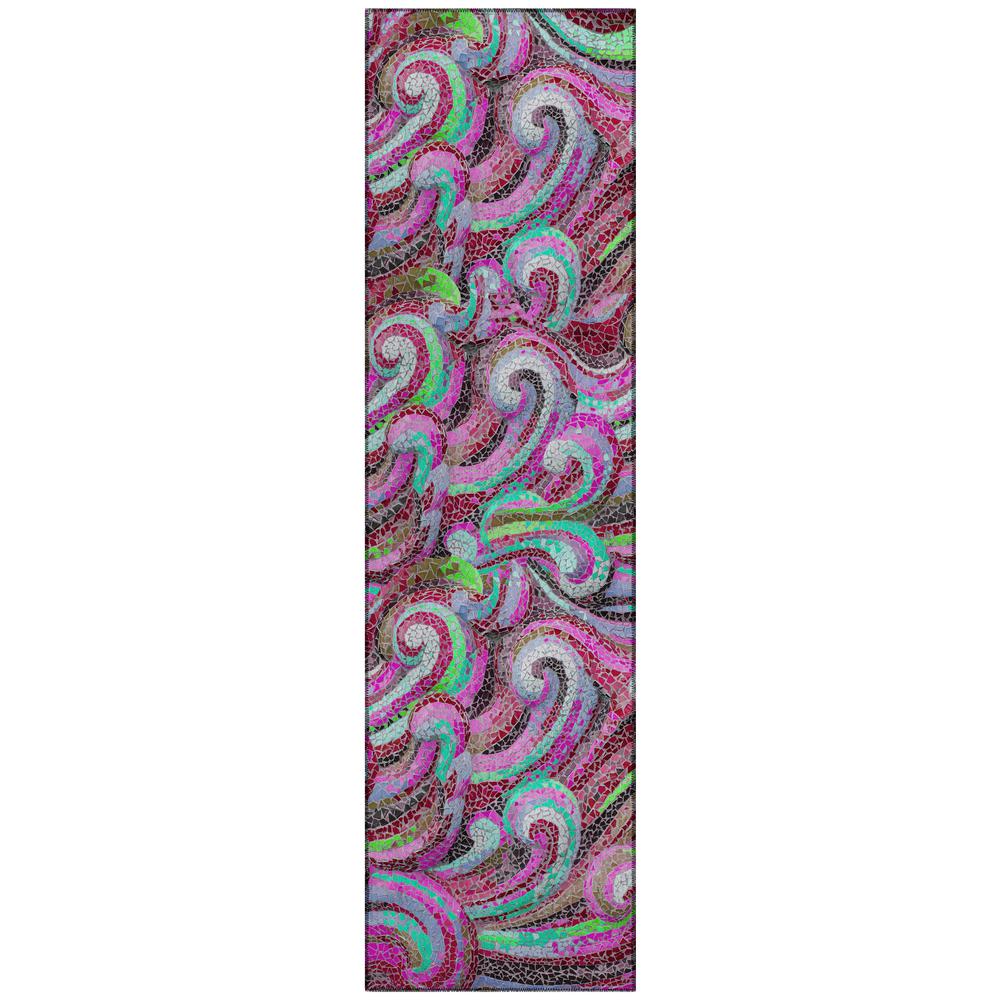 Indoor/Outdoor Surfside ASR44 Raspberry Washable 2'3" x 7'6" Runner Rug