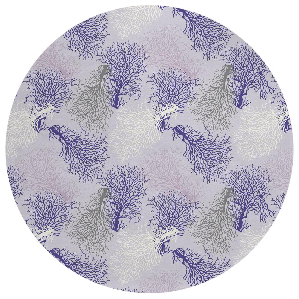 Indoor/Outdoor Surfside ASR33 Purple Washable 8' x 8' Round Rug