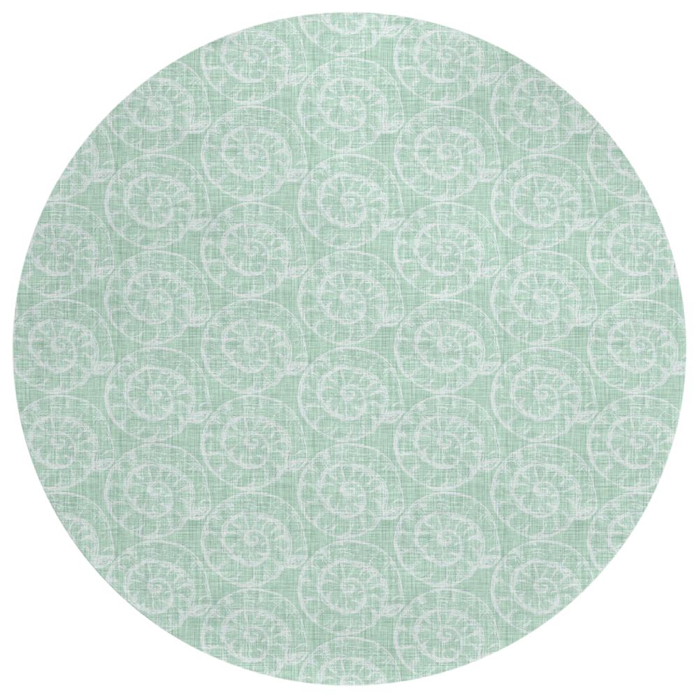 Indoor/Outdoor Surfside ASR41 Green Washable 8' x 8' Round Rug