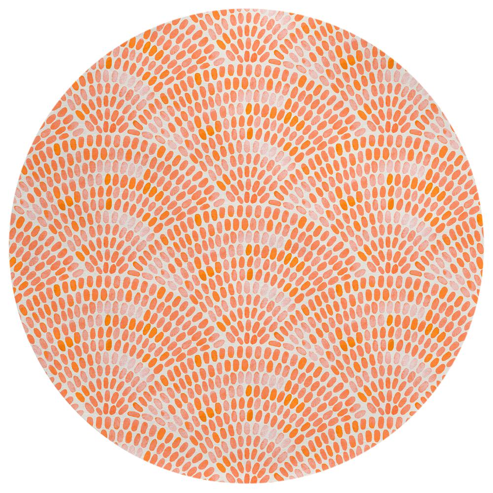 Indoor/Outdoor Surfside ASR37 Peach Washable 8' x 8' Round Rug