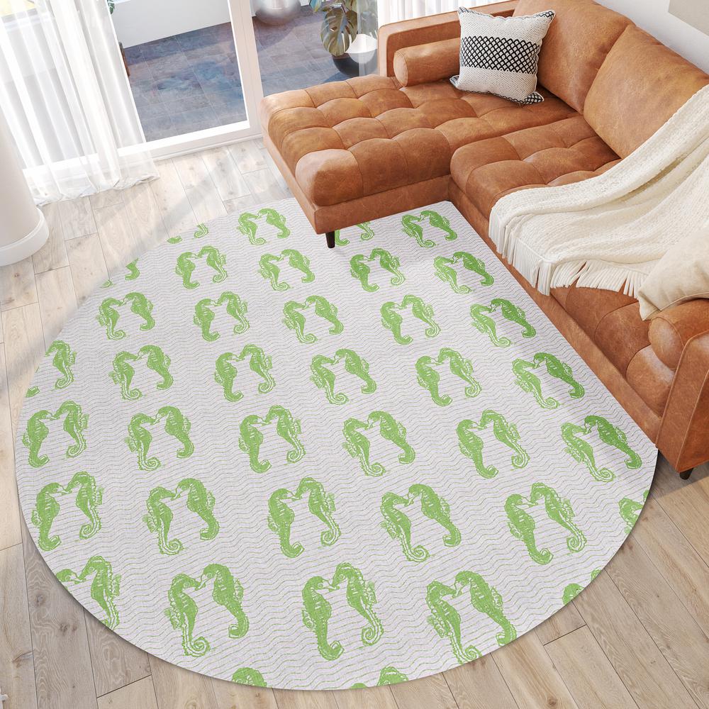 Indoor/Outdoor Surfside ASR45 Green Washable 8' x 8' Round Rug