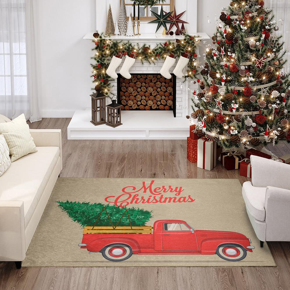 Indoor/Outdoor Cozy Winter ACW34 Red Washable 30" x 46" Rug