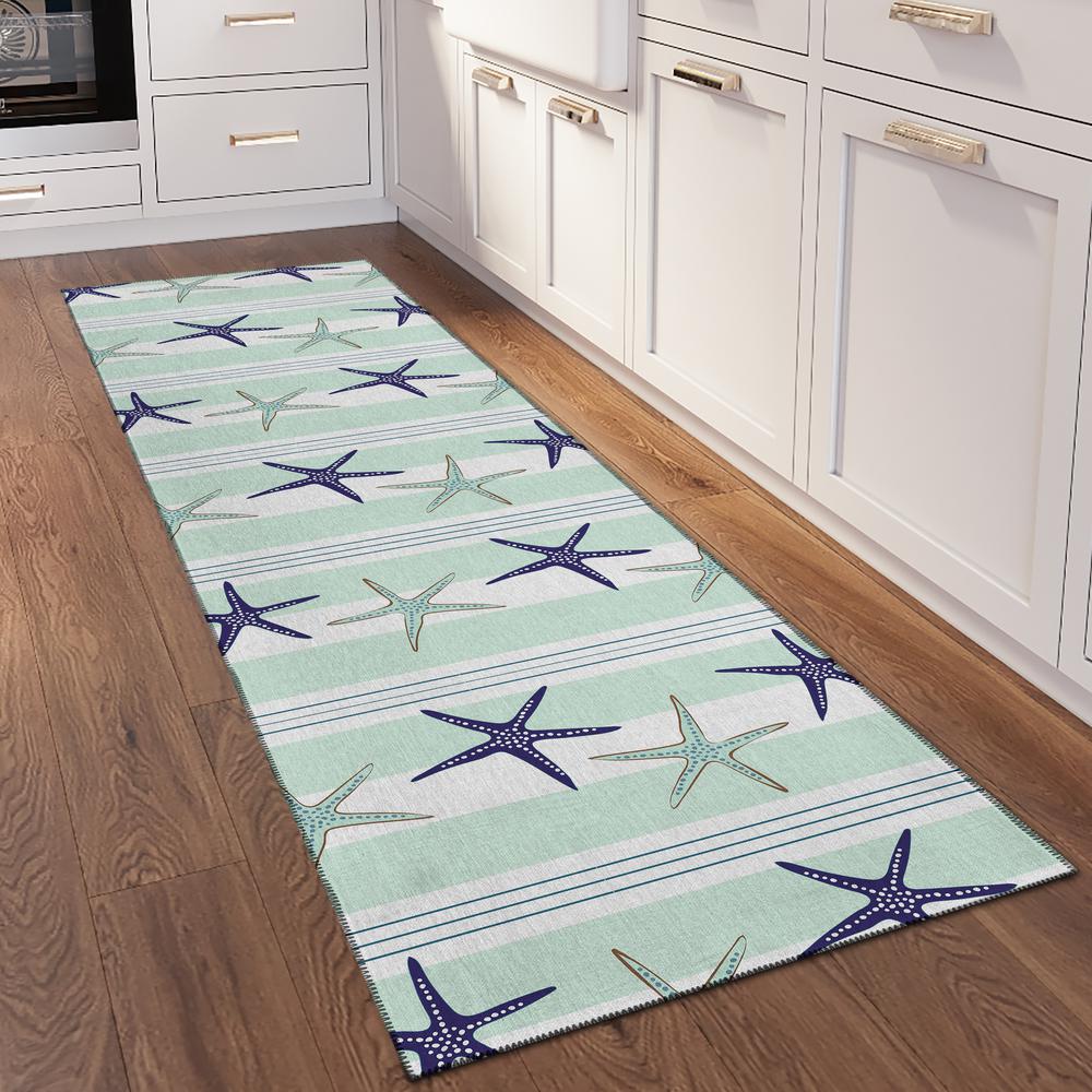 Indoor/Outdoor Surfside ASR42 Seaglass Washable 2'3" x 7'6" Runner Rug