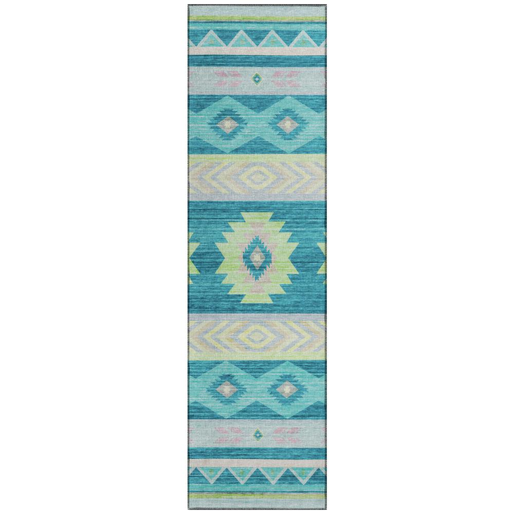 Indoor/Outdoor Sonora ASO33 Peacock Washable 2'3" x 7'6" Runner Rug