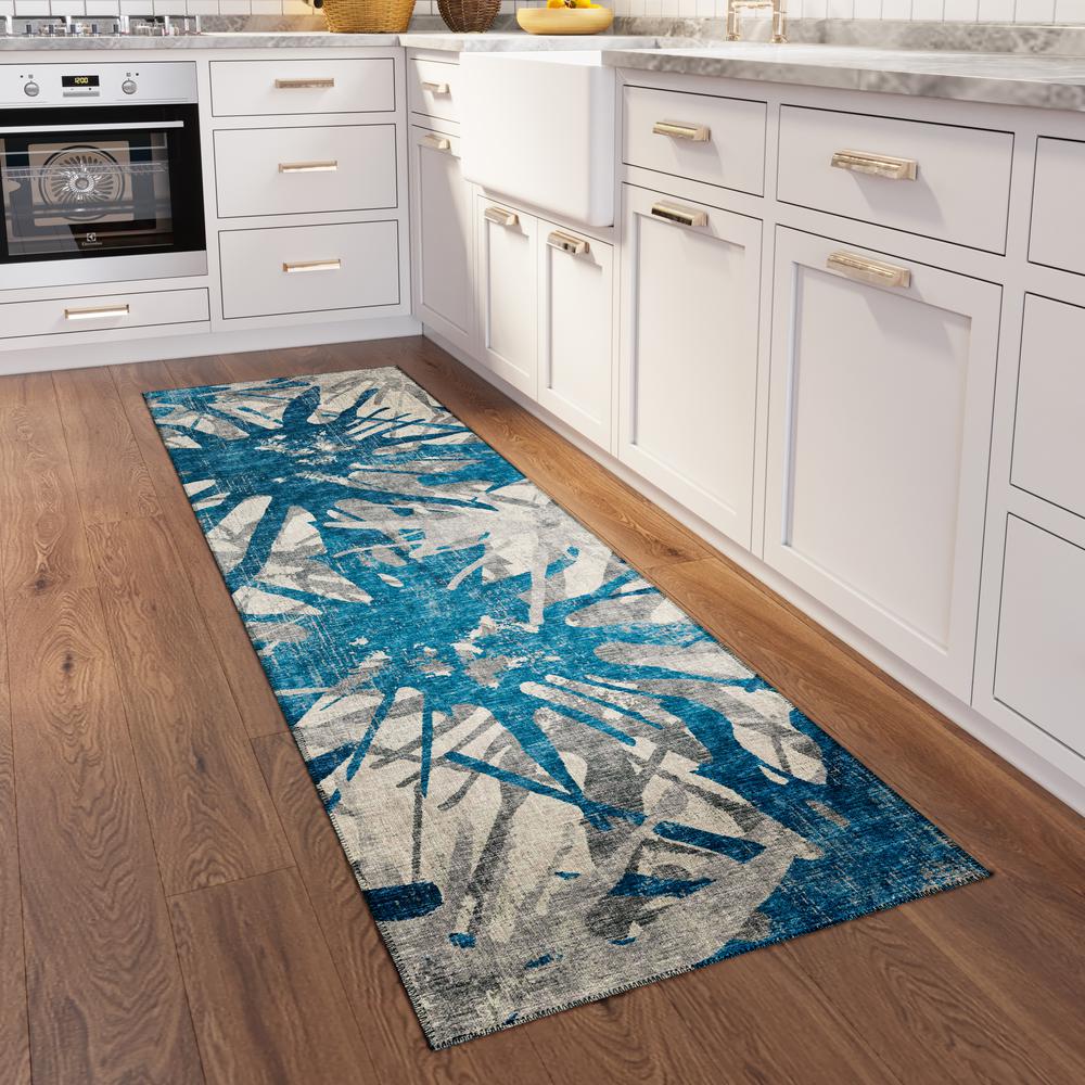 Bravado Blue Contemporary Color Splash 2'3" x 7'6" Runner Rug Blue ABV36