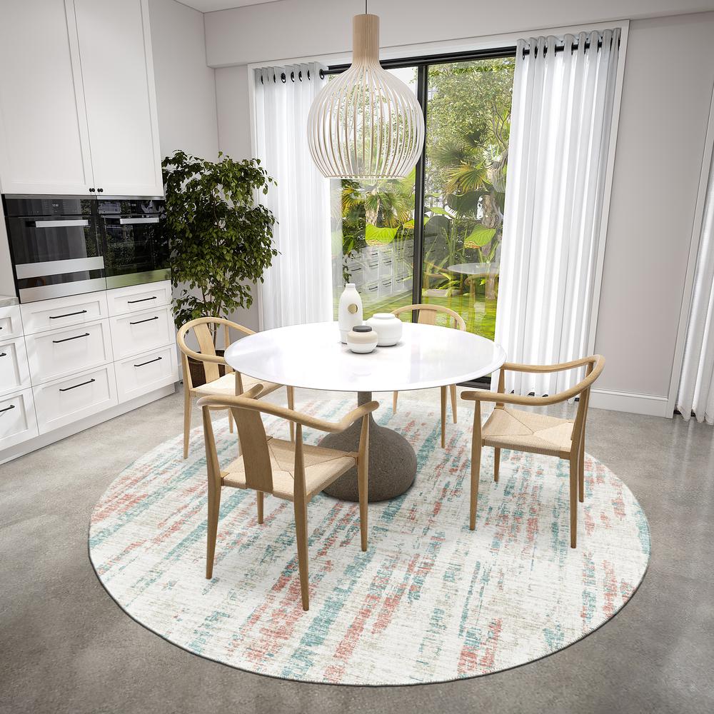 Rylee Ivory Transitional Abstract 8' x 8' Round Rug Ivory ARY36