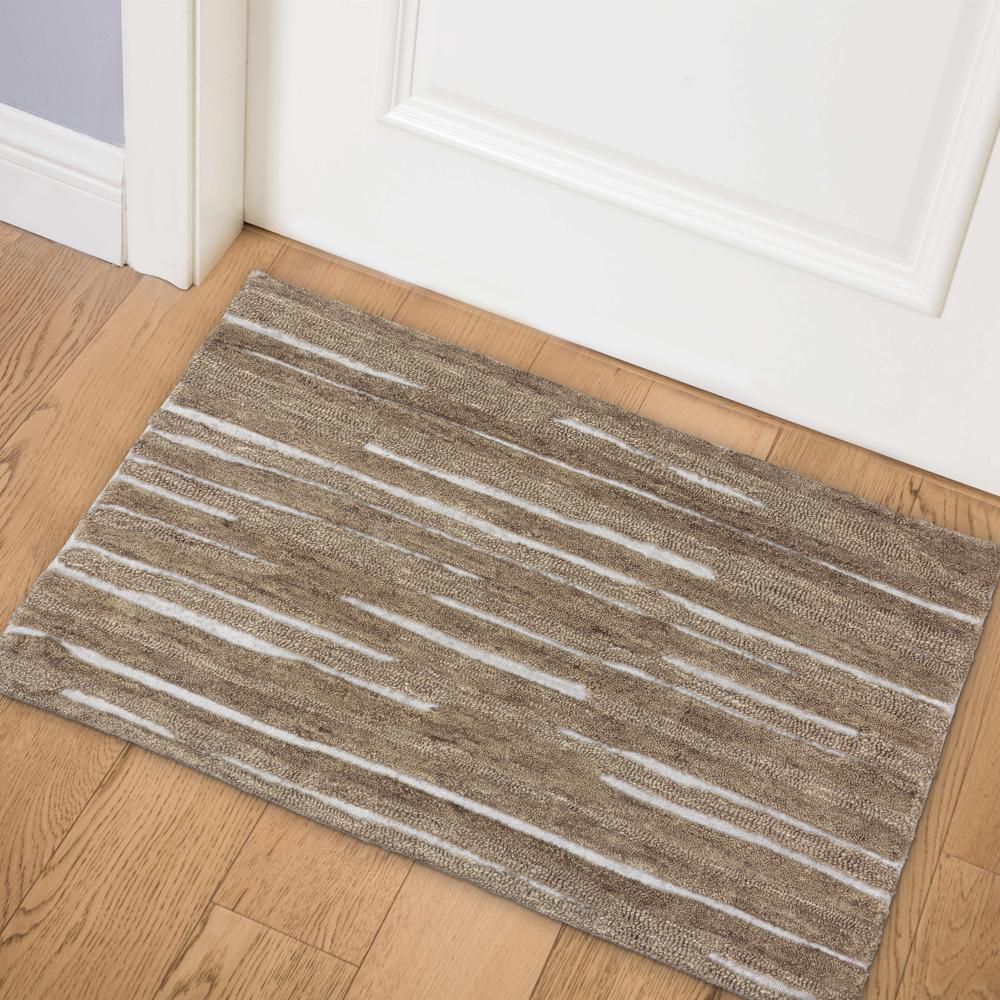 Addison Dazzle Modern Hand Spun Latte Wool and Metallic Area Rug