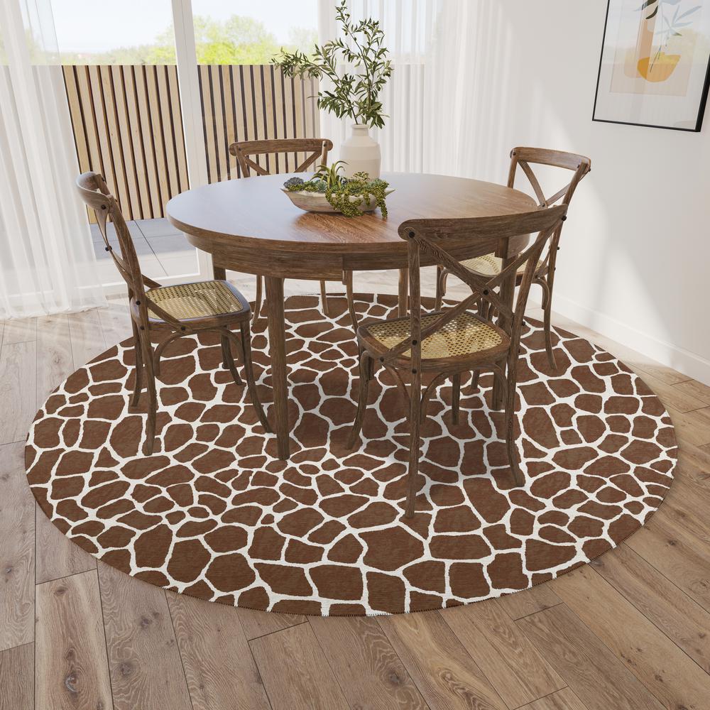 Safari Coffee Animal Animal Print 8' x 8' Area Rug Coffee ASF34