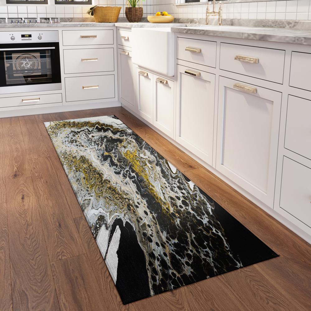 Karina Midnight Modern Abstract 2'3" x 7'6" Runner Rug Midnight AKC43