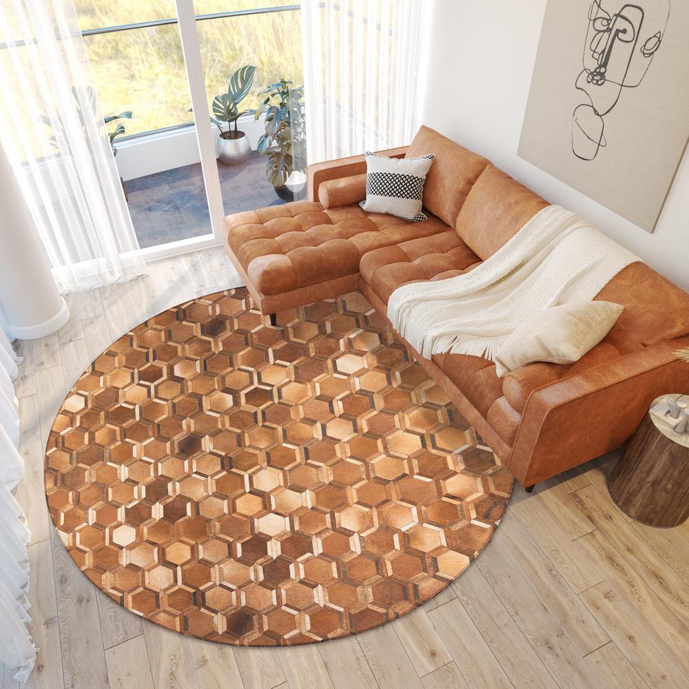 Laredo Brown Animal Patchwork 8' x 8' Round Rug Brown ALR31