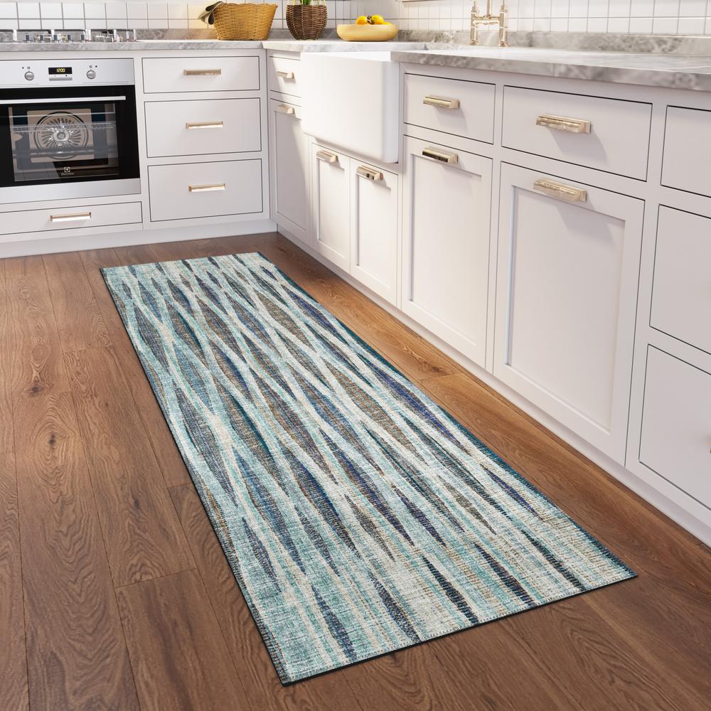 Waverly Ocean Contemporary Striped 2'3" x 7'6" Runner Rug Ocean AWA31